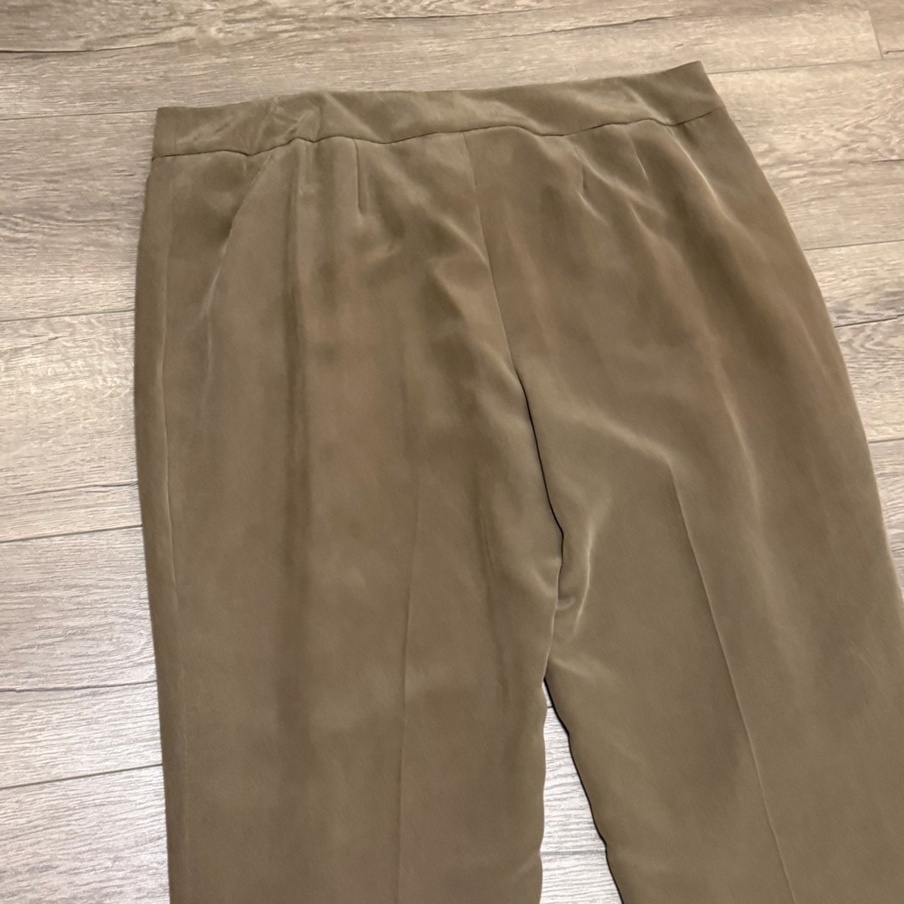 JONES NEW YORK 100% Silk Straight Leg Trousers Pants Brown Lined Sz 16 NWT - Picture 9 of 9